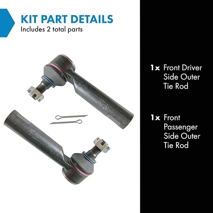 TRQ Outer Left and Right Tie Rod Set 2 Piece Compatible with 2010-22 Lexus GX460 2010-22 Toyota 4Runner 2010-14 Toyota FJ Cruiser 2016-22 Tacoma 2005-15 Tacoma Base Model 4WD