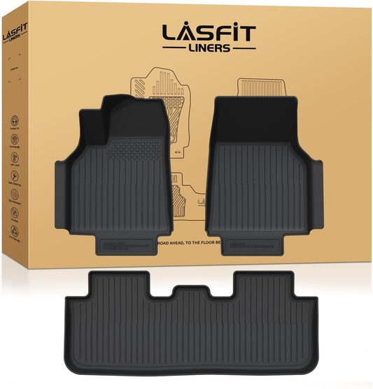LASFIT Premium Extra Thick Floor Mats for Tesla Model Y Juniper 2025 2026 All Weather TPE Custom Fit Interior Accessories Front Rear Car Liner 1st & 2nd Rows Set, Black