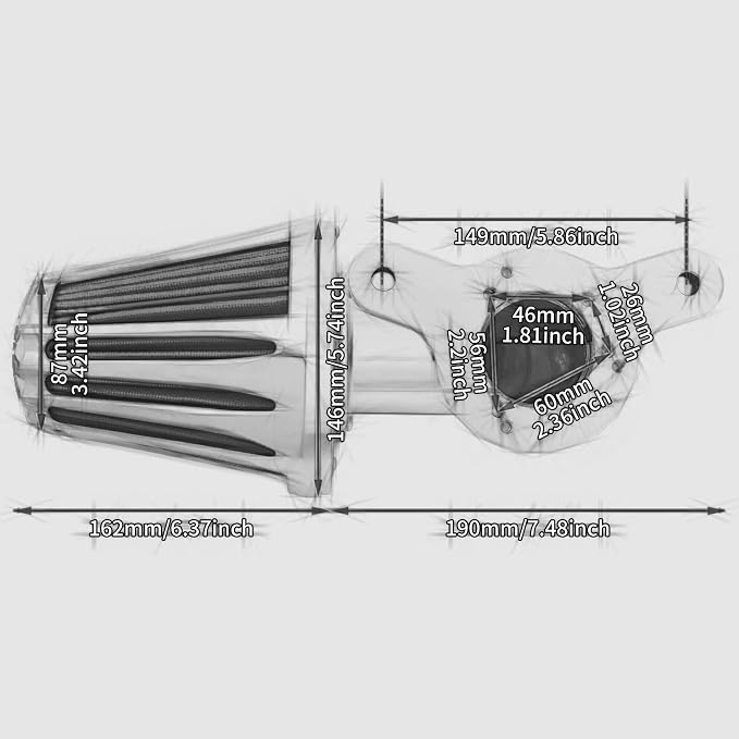 Motorcyle Air Cleaner Filter CNC 90° Forward-Facing Kit Fit for Harley Softail Touring Trike Sportster XL Dyna (Chrome Housing Grey Element, B For Touring 00-07,Softail 00-15,Dyna 00-17)