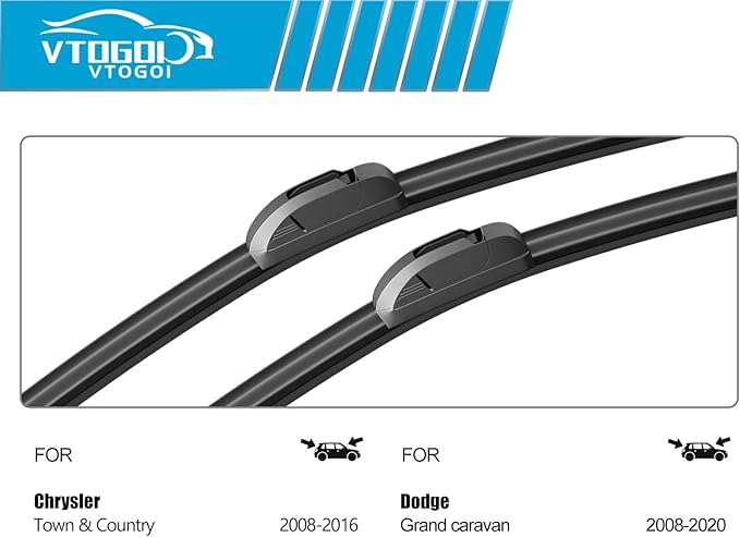 OEM Windshield Wiper Blades Replacement for Chrysler Town & Country 2008-2016 Dodge grand caravan 2008-2020, All Weather Original Factory Quality Front & Rear Wipers Set 26"+20"+16" (Pack of 3)
