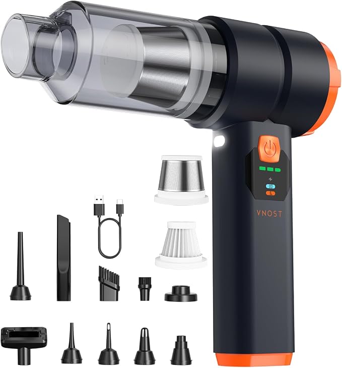 Portable Cordless Car Vacuum,4-in-1 Handheld Cordless Vacuum with 30000Pa Suction,130000 RPM,6800mAh Battery,10 Nozzles,Rubber Paint Material for Car,Home,Birthday Gifts for Men Dad Husband(Ink Black)
