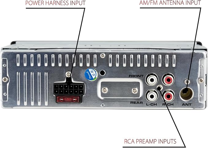 Dual Electronics XRM69RGB | 12-Character LCD Single DIN Car Stereo | RGB Custom Colors | Push to Talk Assistant | Bluetooth Hands Free Calling Music Streaming | AM/FM | USB Playback & Charging