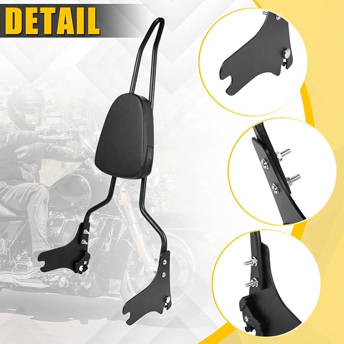 AUFER Detachable Rear Passenger Backrest Sissy Bar With Back Rest Cushion Pad Compatible With For 1997-2008 Harley Touring Road King Street Glide Electra Glide Road Glide FLHR FLHX FLHT FLTR