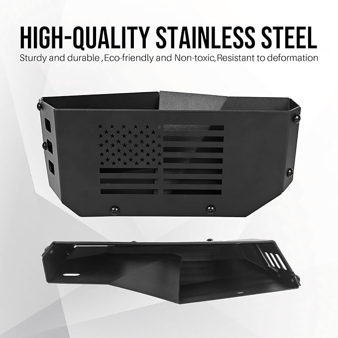 Center Console Organizer for Jeep Wrangler JL Gladiator JT, 2-Pack | Side Stainless Steel Car Storage Box with American Flag, Car Armrest Storage Box for Phone Keys Cards