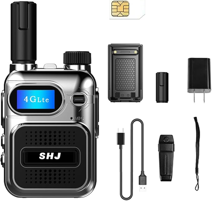 SHJ 4G PoC Radios with 1 Additional Yearly Sim Cards- Ultimate Communication Solution for Businesses and Teams walkie-Talkie Durable and White Silver (Silver)