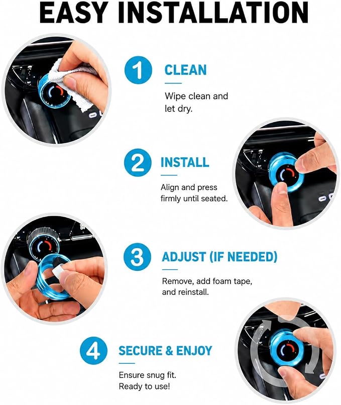 2024-2026 Chevy Traverse Accessories, 7PCS Aluminum Alloy Knob Cover Trim Set, Interior Control Knob Rings with Enhanced Grip (Turquoise Blue)