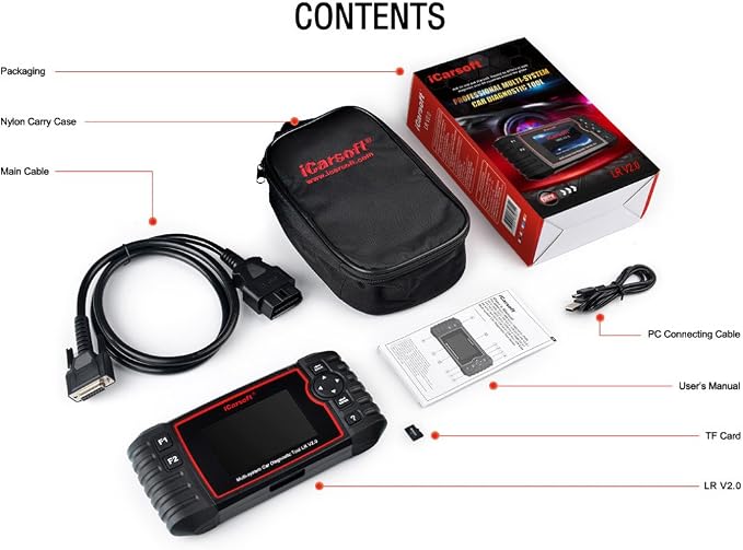 iCarsoft Professional Multi-System Auto Diagnostic Tool LR V2.0 Compatible for Landrover/Jaguar ABS SRS Oil Reset Update for LR II