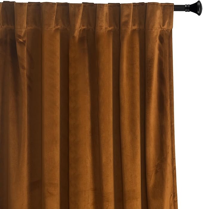 Roslynwood Luxury Soft Brown Velvet Curtains 84 inches Long Back Tab Thermal Insulated Blackout Window Drapes for Living Room/Bedroom/Dining Room, W52 x L84, 2 Panels