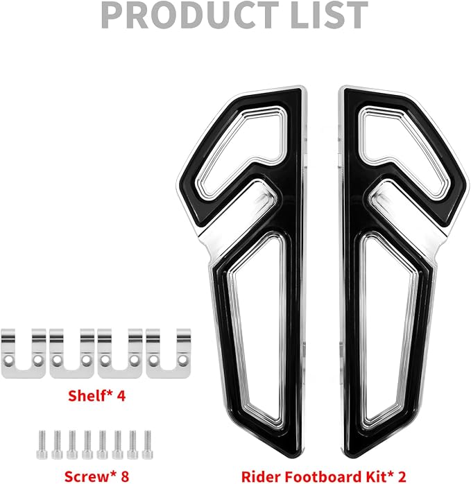 Driver Footboards Front Foot Pegs Pedal Fit For Harley FLD 2012–2016 Softail FL 1986–2017 CVO Road King Street Glide Electra Glide 1986–2025 Trike 2008–2025 Chrome