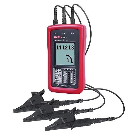 UNI-T 3-Phase Rotation Meter Sequence Tester, AC Phase Sequence Indicator 40V-690V Lack Phase Meter Motor UT261A
