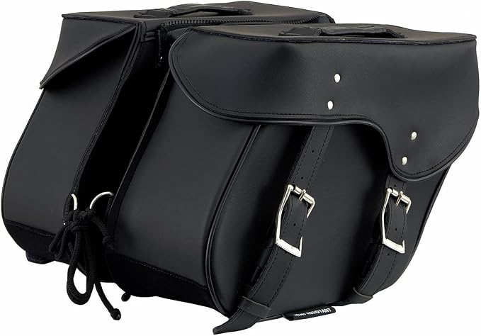 Milwaukee Leather SH55201ZB Black Large PVC Zip-Off Throwover Motorcycle Saddlebags - One Size