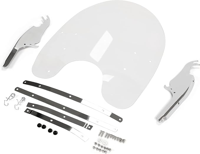 HECASA 26-1/2" X 23" Detachable Windshield Compatible With 2000-2017 Harley Davidson Heritage Softail Classic FatBoy FLS FLST FLSTC FLSTF FLSTFB FLSTN Clear Windscreen