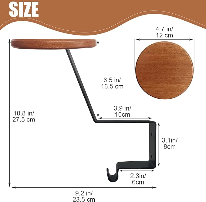 Helmet Holder Wall Mount-Heavy Duty Motorcycle Helmet Rack with Wood Shelf and Intensify Hook, Display & Space Organizer for Bike, Football, Firefighter Helmets Hat Cap (Install Hardware Included)