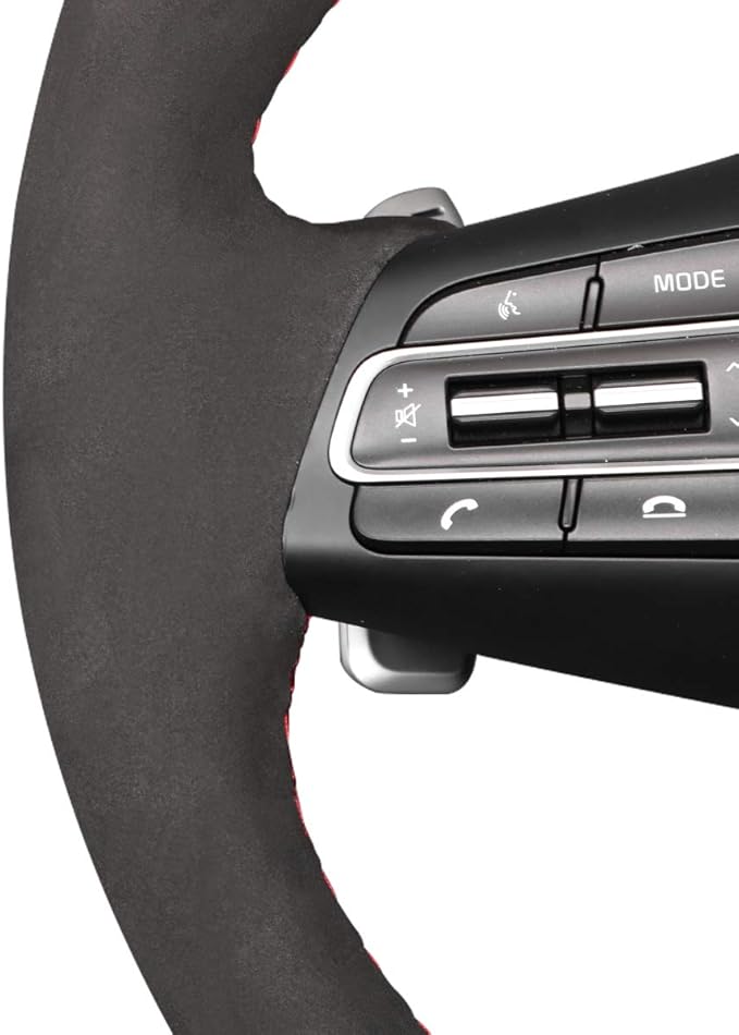 MEWANT Steering Wrap for Kia Stinger (GT) 2018-2022 Steering Cover Hand Stitch PU Carbon Fiber and Suede