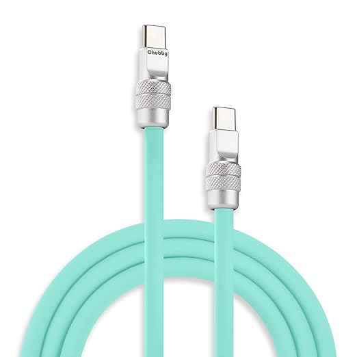 chubbycable Chubby 2.0 USB C 240W Fast Charging Cable Silicone Soft Durable USB C Cable Extra Thick Charger Cord Compatible with iPhone 17-15 Series iPad, Light Blue, Type-C to Type-C, 6.6FT