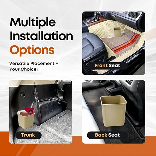 Mocha Car Trash Can with Floor Mat Clip – Waterproof & Leakproof Small Bin for Car, SUV, Truck, Van – Includes 1 Box of Trash Bags Inside + 6 Extra Boxes (Total of 7 Boxes, 140 Bags)