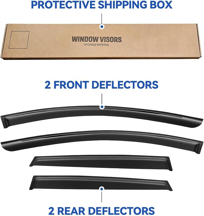 Window Visors Rain Guards for 2015-2024 Nissan Murano, Out-Channel Window Vent Wind Deflectors Visors Shades for 15-24 Murano S SV SL Platinum, Tape-on