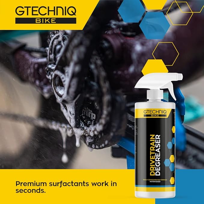 Gtechniq Bike Drivetrain Degreaser, 17 fl oz | Fast Acting Cleaner for Chains, Cassettes and Derailleurs,, Water-Based Surface-Friendly Formula, Easy Spray-On Application, Biodegradable