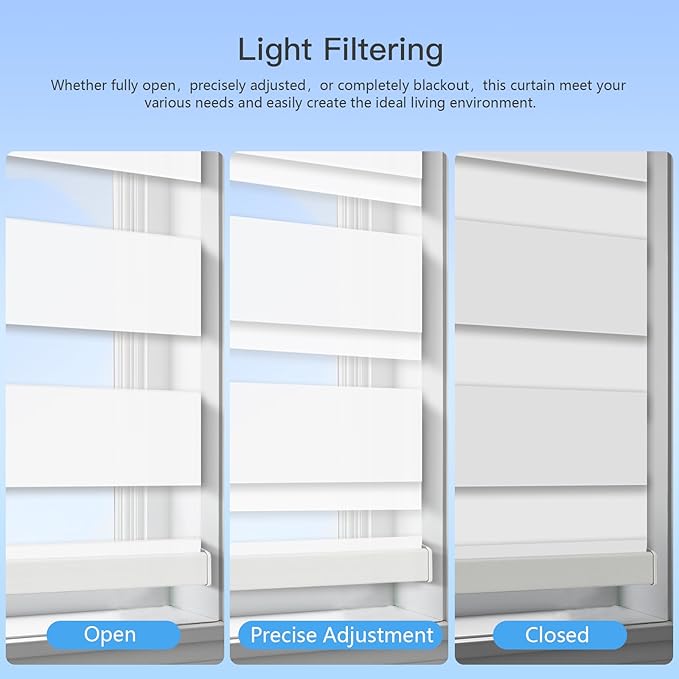 Motorized Blinds with Remote, 60% Blackout Smart Zebra Shades, Built-in Rechargeable Electric Automatic Blinds for Window Compatible with Alexa Google (White, 25" W x 72" H)