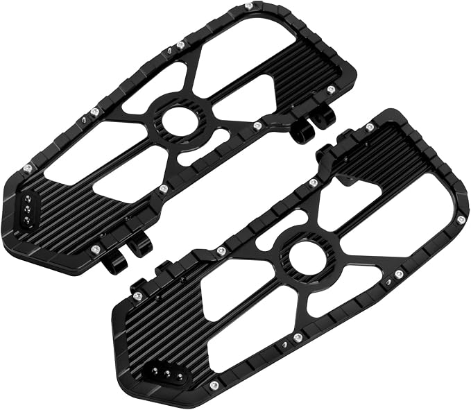 Motorcycle Driver Floorboards Front Footboards Pedal Offroad Rider Foot Pegs Fit for Harley Touring Road King Road Glide Electra Glide Street Glide Softail Dyna (Black Edge)