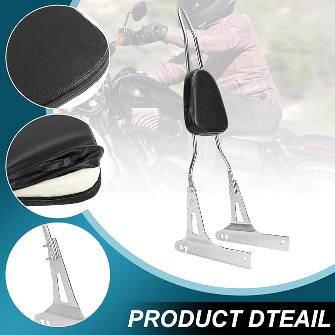 AUFER Detachable Chrome Passenger Backrest Sissy Bar With Backrest Pad Compatible With For Harley Dyna Street Bob Super Glide Low Rider Wide Glide FXD FXDB FXDC FXDL FXDWG FXDSE 2006-UP