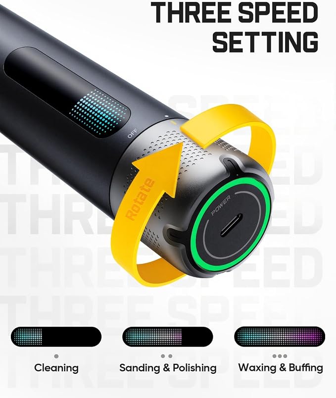 Fanttik P10 Pro Mini Car Buffer Polisher, 4000mAh Cordless Rotary Car Polisher Waxer, 2 Inch/3 Inch, 3 Variable Speed 300-950 RPM Car Detailing Kit for Polishing, Sanding, Waxing and Cleaning