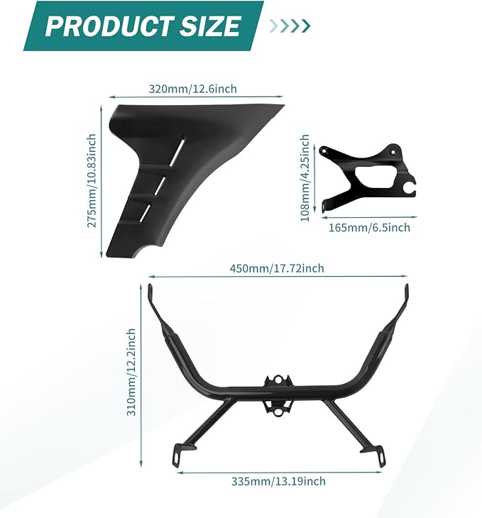 Motorcycle Side Fairing Panel Spoiler Support Brackets Covers Fit for Harley Touring FLTRXSE 2023-later CVO Road Glide ST FLTRXSTSE 2024-2025 (Matte Black)