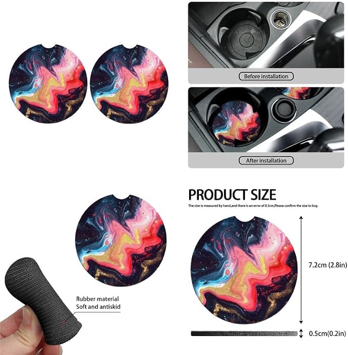 Fluid Art Marble Skin Gradient 13 Pieces Seat Covers Accessories Liquid Marbling Hand Drawing Steering Wheel Cover Seat Cover Full Set Seat Belt Shoulder Pad Car Cover