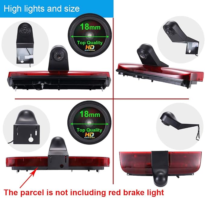 1280 * 720 Pixels Car Third Roof Brake Lamp Rear View Backup Camera Replacement for Ford Transit Connect 2014-2017 Transporter Business MPV SUV Bus Waterproof Night Vision+4.3" Reverse Mirror