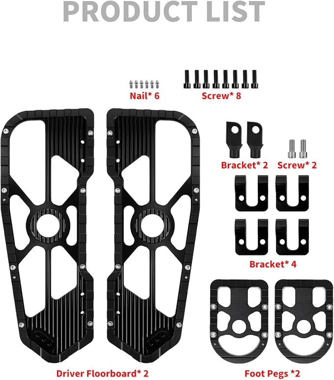 Motorcycle Floorboards Driver Passenger Footboards Wide Foot Pegs Board Pedal Compatible with Touring Electra Road Street Glide Softail Road King Black Edge