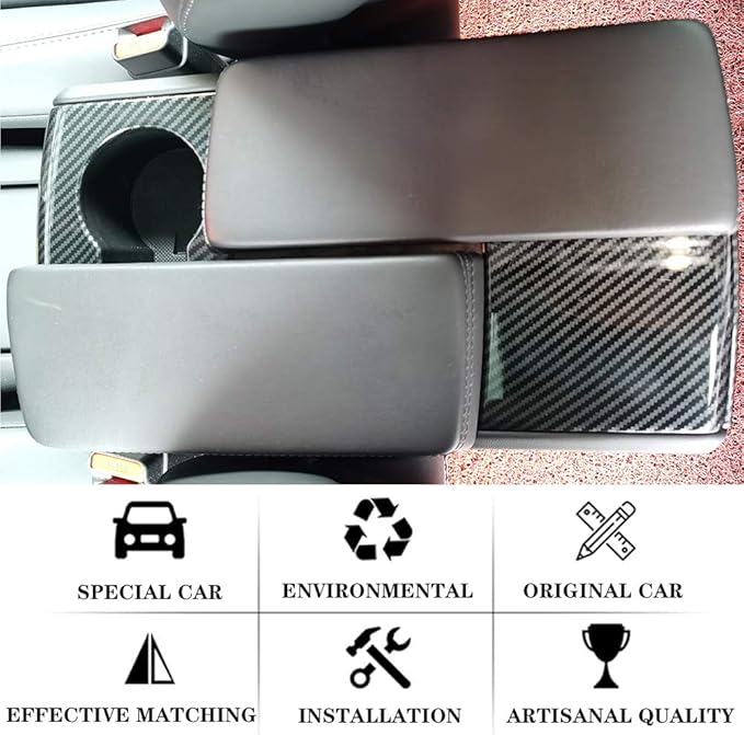 OBL Interior Cup Holder Cover for Tesla Model S Mode X 2016-2020 Car Accessories ABS Imitation Carbon Fiber Inner Decoration (Pack of 2)