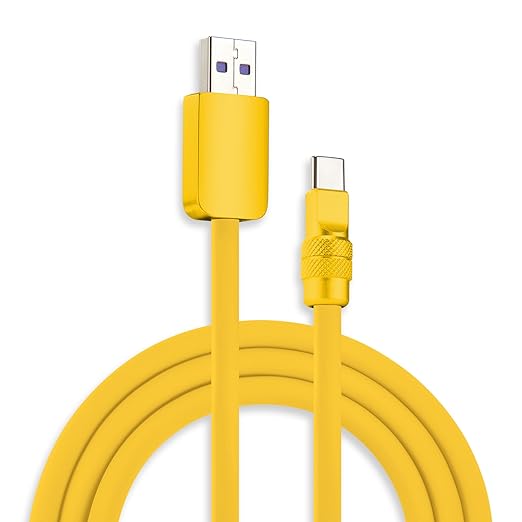 chubbycable Chubby 2.0 USB C 120W Fast Charging Cable Silicone Soft Durable USB C Cable Extra Thick Charger Cord Compatible with iPhone 17-15 Series iPad, Yellow+Yellow, USB-A to Type-C, 4.9FT