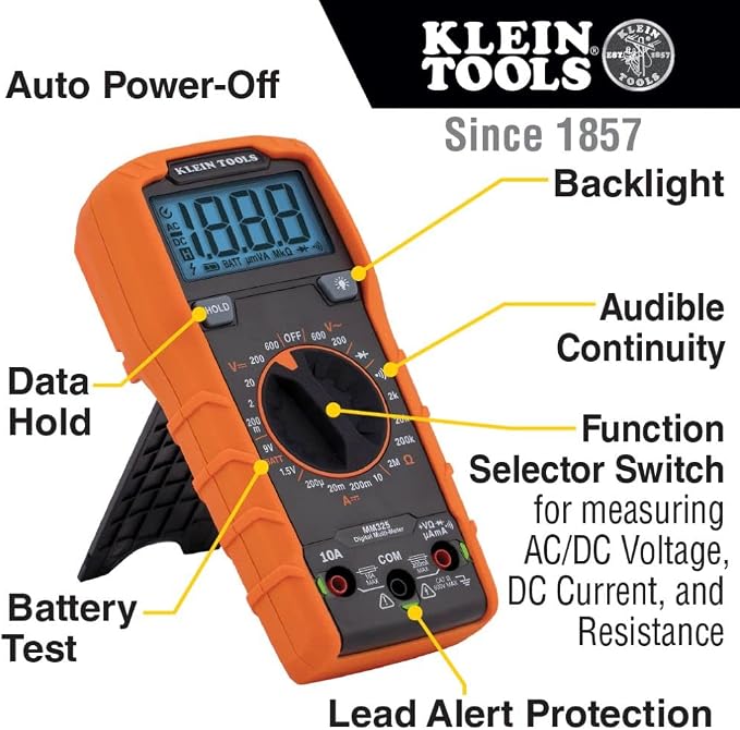 Klein Tools Digital Multimeter (MM325) + Magnetic Hanger (69417)