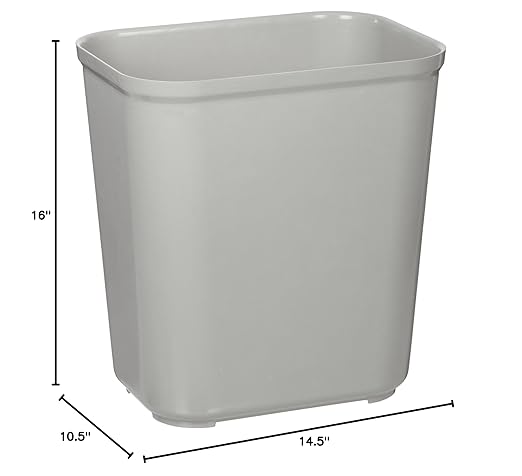 Rubbermaid Commercial Products Fire Resistant Wastebasket 7GAL/28 QT, Gray, for Hospitals/Schools/Hotels/Offices