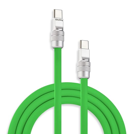 chubbycable Chubby 2.0 USB C 240W Fast Charging Cable Silicone Soft Durable USB C Cable Extra Thick Charger Cord Compatible with iPhone 17-15 Series iPad, Green, Type-C to Type-C, 9.8FT