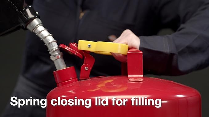 Eagle 2 Gallon Type I Red Safety Gas Can for Gasoline with Flame Arrester, Self-Closing Lid, and F-15 Funnel, Made in the USA, Galvanized Steel Flammable Storage Can, UI20FS