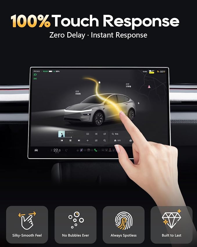 Matte Anti Glare Tesla Model Y 2026 Screen Protector 16"+8" - 2-Pack 2026 Tesla Model Y Juniper Screen Protector 16 Inch QHD Touchscreen 2026 Model Y Premium/Performance Accessories [No More Glare]