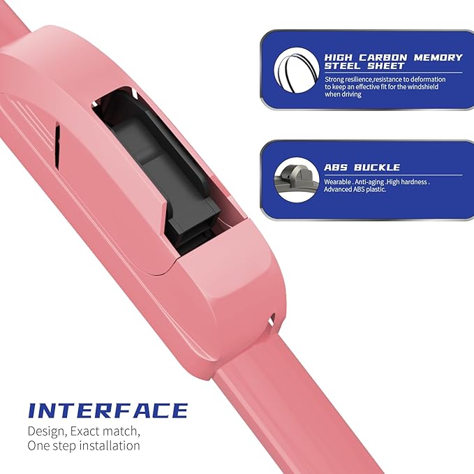 OEM QUALITY 24" + 19" Premium All-Seasons Durable Stable And Quiet Sakura Pink Windshield Wiper Blades (Set of 2)
