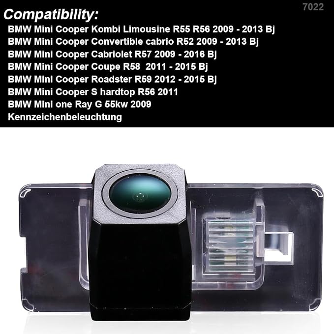 1280 * 720 Car Backup Camera Replacement for BMW Mini R56 Cooper Clubman Roadster Countryman Hatch Pepper Chili Base Salt Early Grey Mayfair Laurel Camden R55 R56 R57 R58 R59 R60 R61 Convertible
