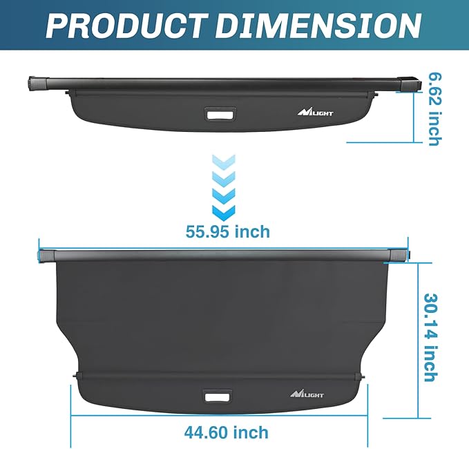 Nilight Trunk Cargo Cover for Jeep Grand Cherokee 2 Row WL 2022 2023 2024, Retractable Security Shade Rear Cargo Cover, with Trunk Storage Net