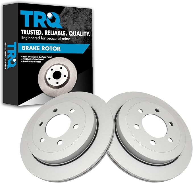 TRQ Rear Brake Rotor Set G Coated Vented Compatible with 2007-2017 Ford Expedition 2007-2017 Lincoln Navigator