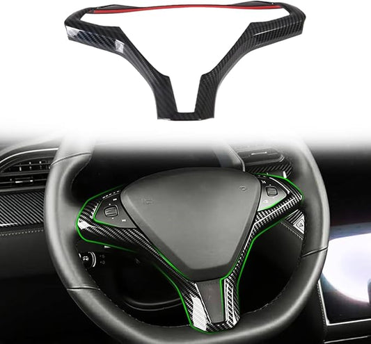 OBL Car Steering Wheel Frame Trim Cover for Tesla Model X Model S 2016-2020 Interior Accessories ABS Imitation Carbon Fiber Inner Decoration