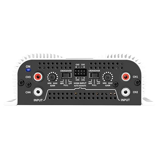 Taramps TS 800x4 1 Ohm Multichannel Stereo Amplifier 800 Watts Rms, 4 Channels, Full Range, Car Audio Amp Digital 2 Bridged Channel, Crossover High/Low Pass, with RCA and Automatic High Level Input