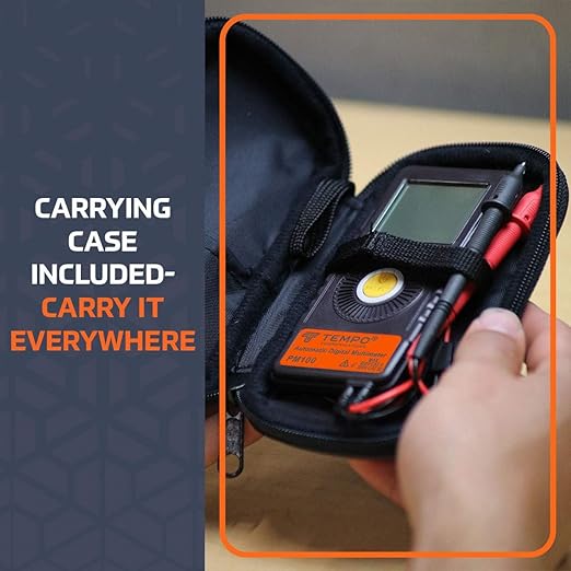 TEMPO Communications PM100 Ultra Portable Pocket Multimeter | Auto Ranging, 6000 Count | Measure AC DC Voltage, AC DC Current, Resistance, Continuity, Capacitance, Electric Field, Frequency