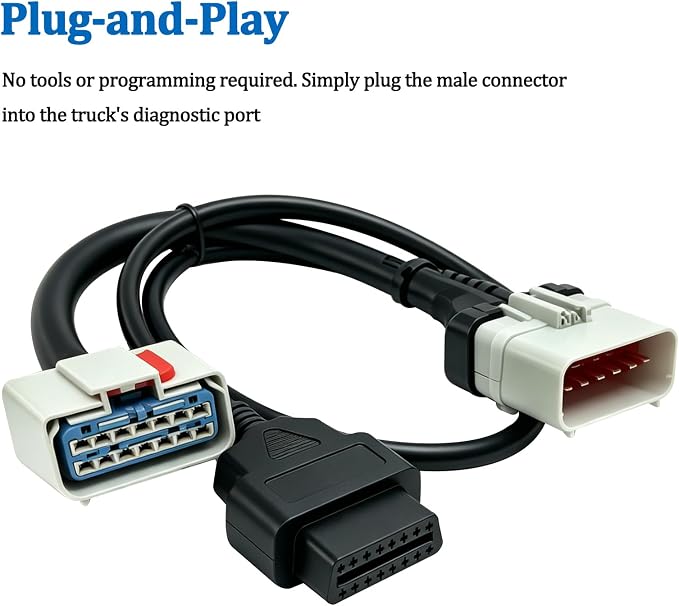 RP1226 14Pin Male to 14Pin Female and OBD2 16Pin Female Y Splitter Adapter Cable for Truck Diagnostics