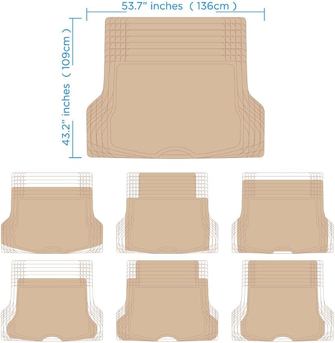 Motor Trend FlexTough™ Deep Dish Plus Rubber Car Floor Mats with Trunk Mat Cargo Liner, Front & Rear Combo Set fits Most Car SUV Van Coupe Sedan, Heavy Duty All Weather Trim to Fit