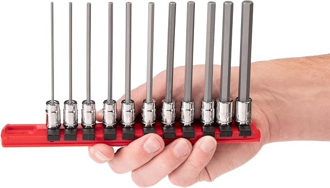 TEKTON Long Hex Bit Socket Set, 11-Piece | SHB90107