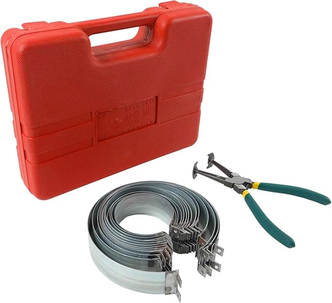 Piston Ring Compressor Tool, 14 Pcs Piston Rings & 1 Adjustable Installer Pliers for Repairing Car Truck Racing Automotive Engine (62-145mm/2.4-5.7inch), Carrying Box