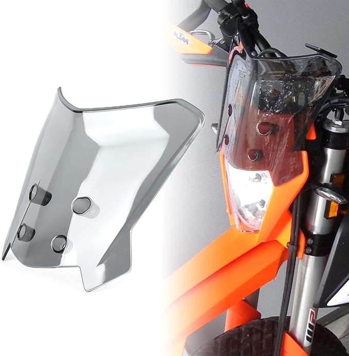 Motorcycle Windshield for all 690 SMC R ENDURO / EXC XC XCW 125-500 / Husavarna 701 SM/ENDURO 125-501, Front Windscreen Wind Deflector Wind Protection (Smoke Gray)