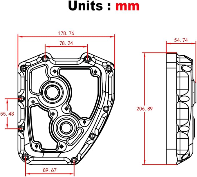 See Through Chrome Clarity Cam Cover for Harley-Davidson Twin Cam Engines Touring Street Glide Road King 2006-2016 Softail Fat Boy 2001-2017 Dyna Motorcycle CNC Machining cam Cover (All Chromed)